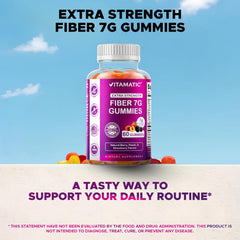 Vitamatic Prebiotic Fiber Gummies for Adults – 2 Pack (Total 120 Gummies) 7g Fiber per Serving | Extra Strength | Zero Sugar Added | Pectin-Based | Digestive Health & Regularity Support