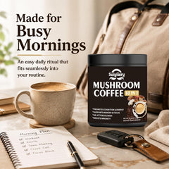 Suiyilary Mushroom Coffee, 10 Mushroom Extract Powder Blend Lion's Mane, Reishi, Chaga, Cordyceps, Turkey Tail, Brain Supplements with Instant Coffee for Energy, Focus, Memory and Immunity 300g