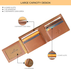 Leather Wallet for Men, Full Grain Genuine Leather Bifold Wallet, RFID Blocking Slim Wallet for Men (Brown)