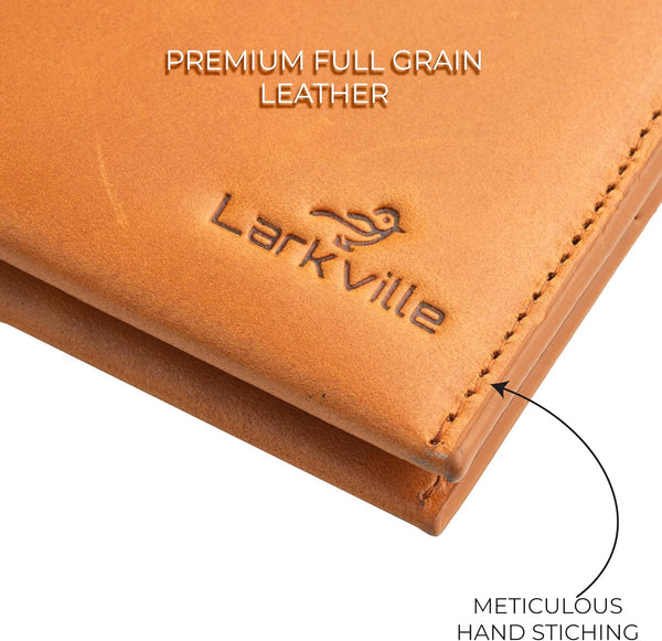Leather Wallet for Men, Full Grain Genuine Leather Bifold Wallet, RFID Blocking Slim Wallet for Men (Natural)