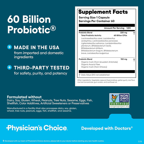 Physician’s Choice Probiotics 60B CFU – Gut Health Support
