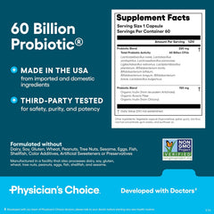 Physician’s Choice Probiotics 60B CFU – Gut Health Support