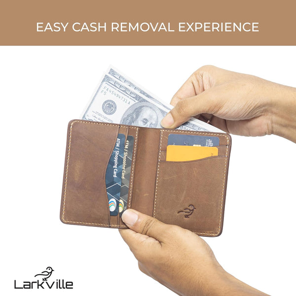 Men’s Crazy Horse Leather Wallet – Full Grain RFID Blocking Slim Bifold Wallet