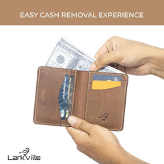 Men’s Crazy Horse Leather Wallet – Full Grain RFID Blocking Slim Bifold Wallet