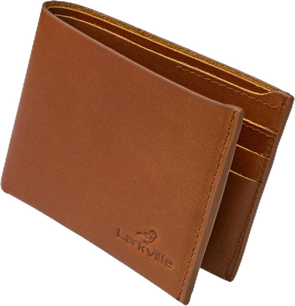 Leather Wallet for Men, Full Grain Genuine Leather Bifold Wallet, RFID Blocking Slim Wallet for Men (Brown)