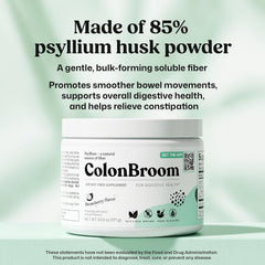 ColonBroom Psyllium Husk Powder (Strawberry, 30 Servings) - Colon Cleanse for Bloating Relief & Gut Health - Colon Broom Fiber Powder Drink - Vegan, Gluten Free, Non-GMO Fiber Powder Supplement