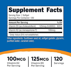Nutricost Vitamin D3 + K2 5000 IU – Bone Support