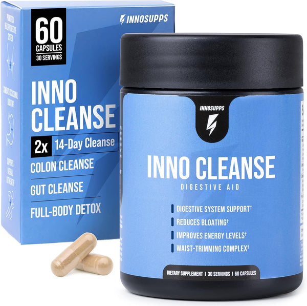 InnoSupps Inno Cleanse 2X 14 Day Colon & Detox Flush, Waist Trimming Complex, Gut Cleanse, Digestive System Support, Stool Softener & Reduced Bloating & Occasional Constipation Relief