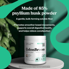 ColonBroom Psyllium Husk Powder with Stevia (Tropical Fruits, 50 Servings) - Colon Cleanse for Bloating Relief & Gut Health - Fiber Powder Drink - Vegan Supplemen