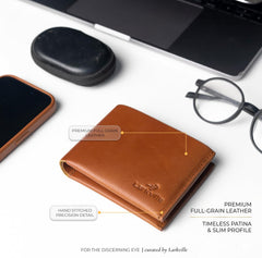Leather Wallet for Men, Full Grain Genuine Leather Bifold Wallet, RFID Blocking Slim Wallet for Men (Brown)