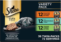 Sheba Portions Wet Cat Food Chicken, Tuna & Turkey 36 Pack