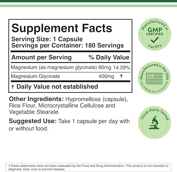 Magnesium Glycinate 400mg – Sleep & Muscle Support