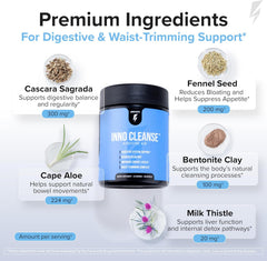 InnoSupps Inno Cleanse 2X 14 Day Colon & Detox Flush, Waist Trimming Complex, Gut Cleanse, Digestive System Support, Stool Softener & Reduced Bloating & Occasional Constipation Relief