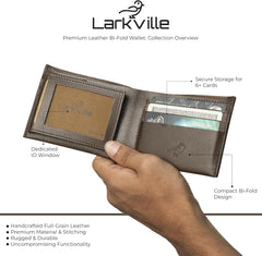 Leather Wallet for Men, Full Grain Genuine Leather Bifold Wallet, RFID Blocking Slim Wallet for Men (Nut Brown)