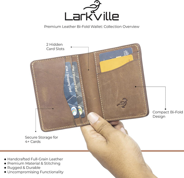 Men’s Crazy Horse Leather Wallet – Full Grain RFID Blocking Slim Bifold Wallet