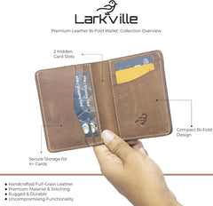 Men’s Crazy Horse Leather Wallet – Full Grain RFID Blocking Slim Bifold Wallet