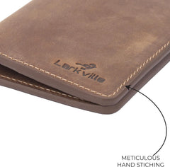 Men’s Crazy Horse Leather Wallet – Full Grain RFID Blocking Slim Bifold Wallet