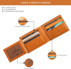 Leather Wallet for Men, Full Grain Genuine Leather Bifold Wallet, RFID Blocking Slim Wallet for Men (Natural)