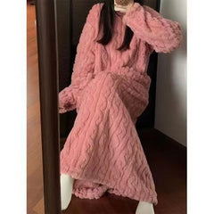 Women’s Fleece Pajama Nightgown with Pockets