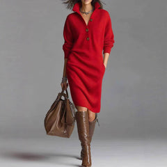 Winter Sweater Dress – Warm Long Sleeve V-Neck Pullover