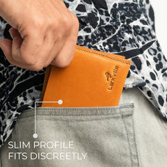 Leather Wallet for Men, Full Grain Genuine Leather Bifold Wallet, RFID Blocking Slim Wallet for Men (Natural)