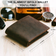 Men’s Leather Bifold Wallet – RFID Blocking, 8 Card Slots, 2 ID Windows & Slim Billfold