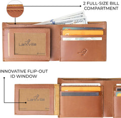 Leather Wallet for Men, Full Grain Genuine Leather Bifold Wallet, RFID Blocking Slim Wallet for Men (Brown)