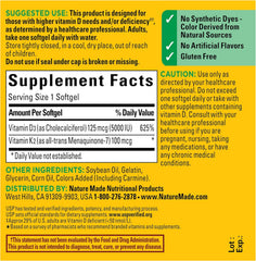 Nature Made Vitamin D3 + K2 5000 IU – Bone Support
