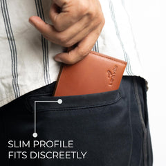 Leather Wallet for Men, Full Grain Genuine Leather Bifold Wallet, RFID Blocking Slim Wallet for Men (Brown)