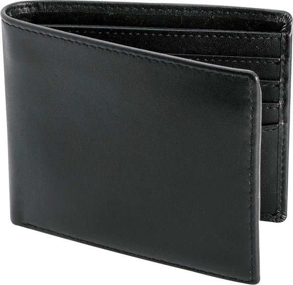 Men’s Top Grain Leather Wallet – RFID Blocking Slim Bifold with 8 Card Slots & 2 ID Windows