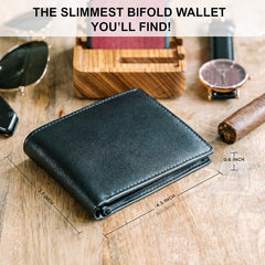 Personalized Leather Wallet for Men – Custom Engraved RFID Blocking Bifold with 8 Card Slots & 2 ID Windows