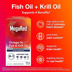 MegaRed Omega-3 Fish & Krill Oil Supplement 900mg – 60 Softgels
