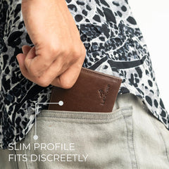 Leather Wallet for Men, Full Grain Genuine Leather Bifold Wallet, RFID Blocking Slim Wallet for Men (Nut Brown)