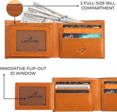 Leather Wallet for Men, Full Grain Genuine Leather Bifold Wallet, RFID Blocking Slim Wallet for Men (Natural)