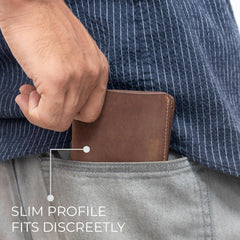 Men’s Crazy Horse Leather Wallet – Full Grain RFID Blocking Slim Bifold Wallet