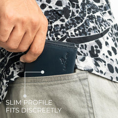 Leather Wallet for Men, Full Grain Genuine Leather Bifold Wallet, RFID Blocking Slim Wallet for Men (Navy)