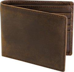 Men’s Leather Bifold Wallet – RFID Blocking, 8 Card Slots, 2 ID Windows & Slim Billfold