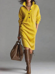 Winter Sweater Dress – Warm Long Sleeve V-Neck Pullover