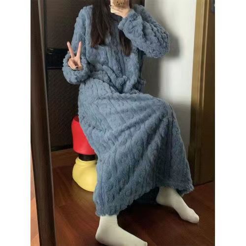Women’s Fleece Pajama Nightgown with Pockets