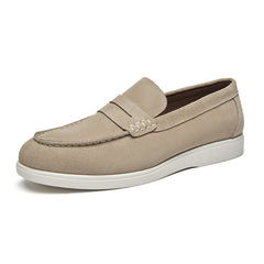 Men's Genuine Leather Slip-On Loafers British Style Casual Shoes.
