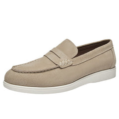 Men's Genuine Leather Slip-On Loafers British Style Casual Shoes.