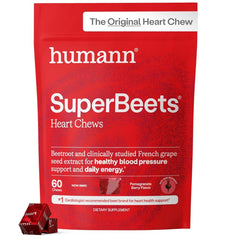 Force Factor Total Beets Ultimate Heart Health Chews for Blood Pressure Support, with Beetroot Powder, CoQ10, B Vitamins & Grapeseed Extract for Blood Flow & Energy, Pomegranate Berry, 60 Soft Chews