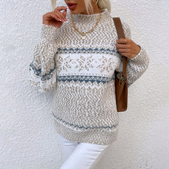 Snowflake Knit Half Turtleneck Sweater