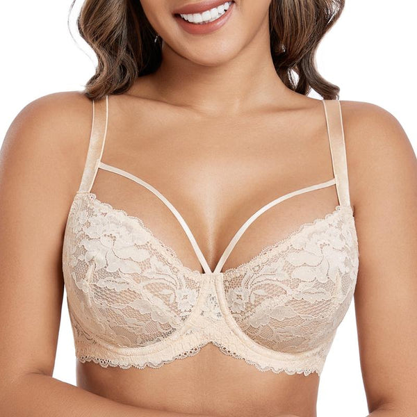 Dotvol Women'S plus Size Comfort Unlined Bra Sexy Floral Lace Wire Underwire Full Coverage Bra