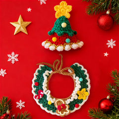 Cat & Dog Christmas Costume – Hand-Knitted Hat & Scarf Set, Cute Collar Accessory, Holiday Pet Outfit, Bib for Pets Winter