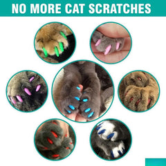100 Pcs Cat Nail Caps | Cat Claw Covers with Adhesives and Applicators | 5X Different Glitter Colors (XS)