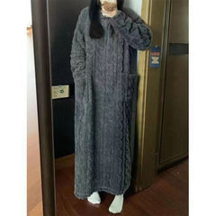 Women’s Fleece Pajama Nightgown with Pockets