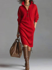 Winter Sweater Dress – Warm Long Sleeve V-Neck Pullover