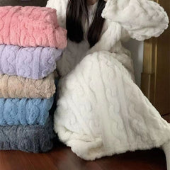 Women’s Fleece Pajama Nightgown with Pockets