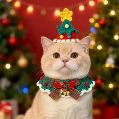 Cat & Dog Christmas Costume – Hand-Knitted Hat & Scarf Set, Cute Collar Accessory, Holiday Pet Outfit, Bib for Pets Winter
